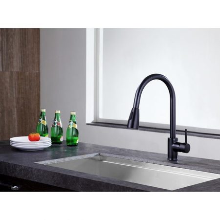 Anzzi Sire Single-Handle Pull-Out Sprayer Kitchen Faucet, Oil Rubbed Bronze KF-AZ212ORB